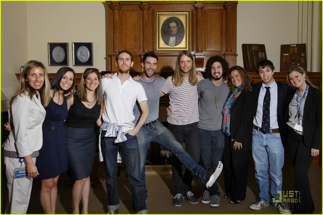 David Silberstein with Members of Maroon 5 at a Get Well Soon Tour event in John Hopkins Hospital